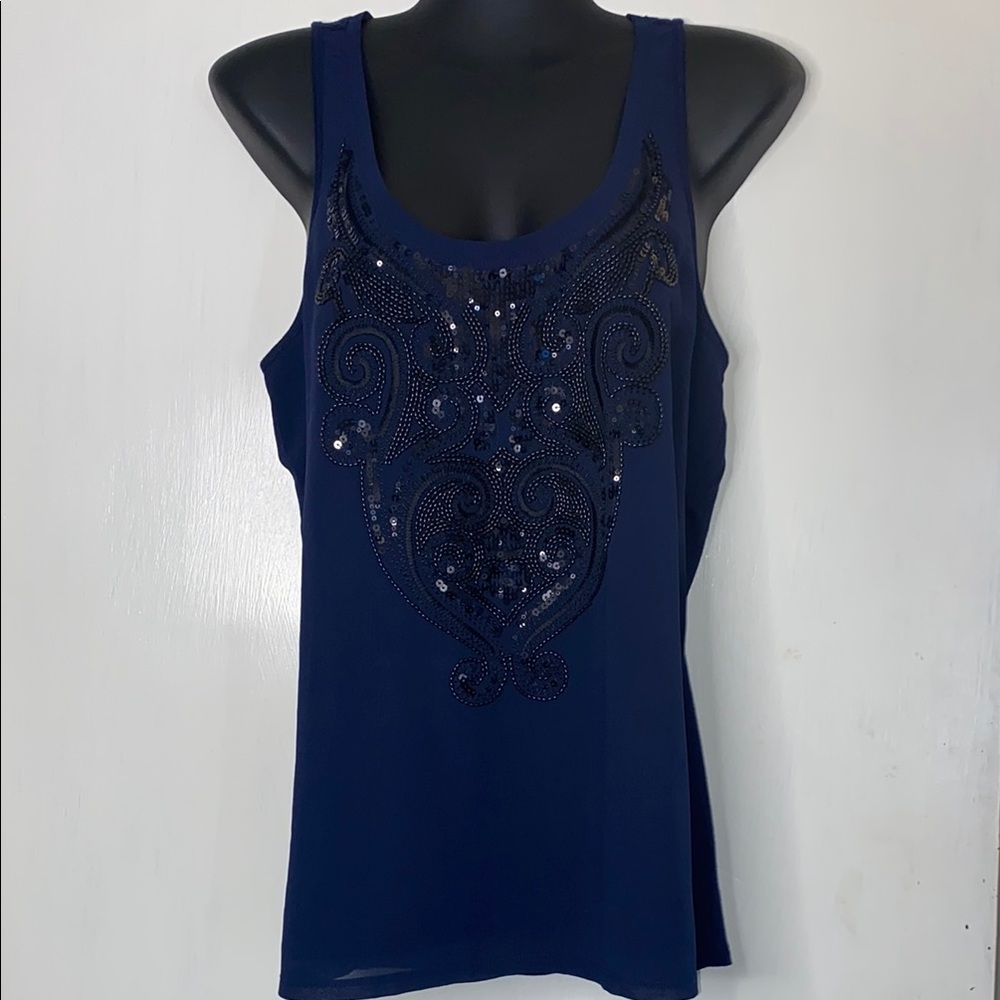 EXPRESS Navy Blue Embellished Sequin Women's Tank Top S